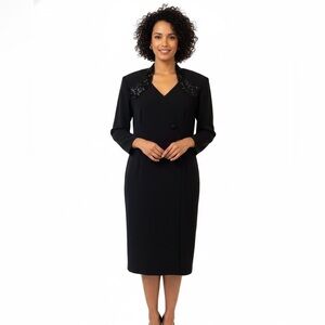 Vintage DAYMOR Couture Black Party/Evening Dress, Sequin Embellishment, Size 16